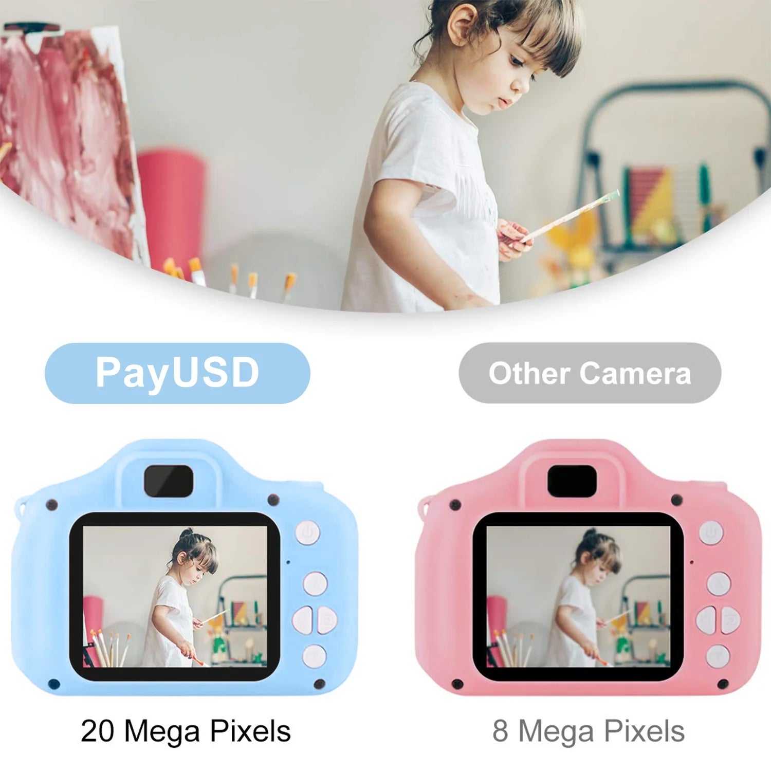 Kids Camera for Girls Boys 32GB 1080HD Selfie Digital Cameras Video Toddler Toys Christmas Birthday Gift Age 3-10, Blue
