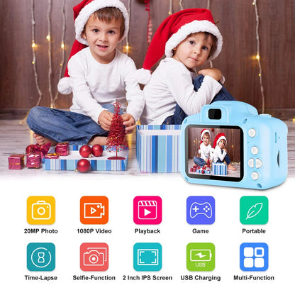 Kids Camera for Girls Boys 32GB 1080HD Selfie Digital Cameras Video Toddler Toys Christmas Birthday Gift Age 3-10, Blue